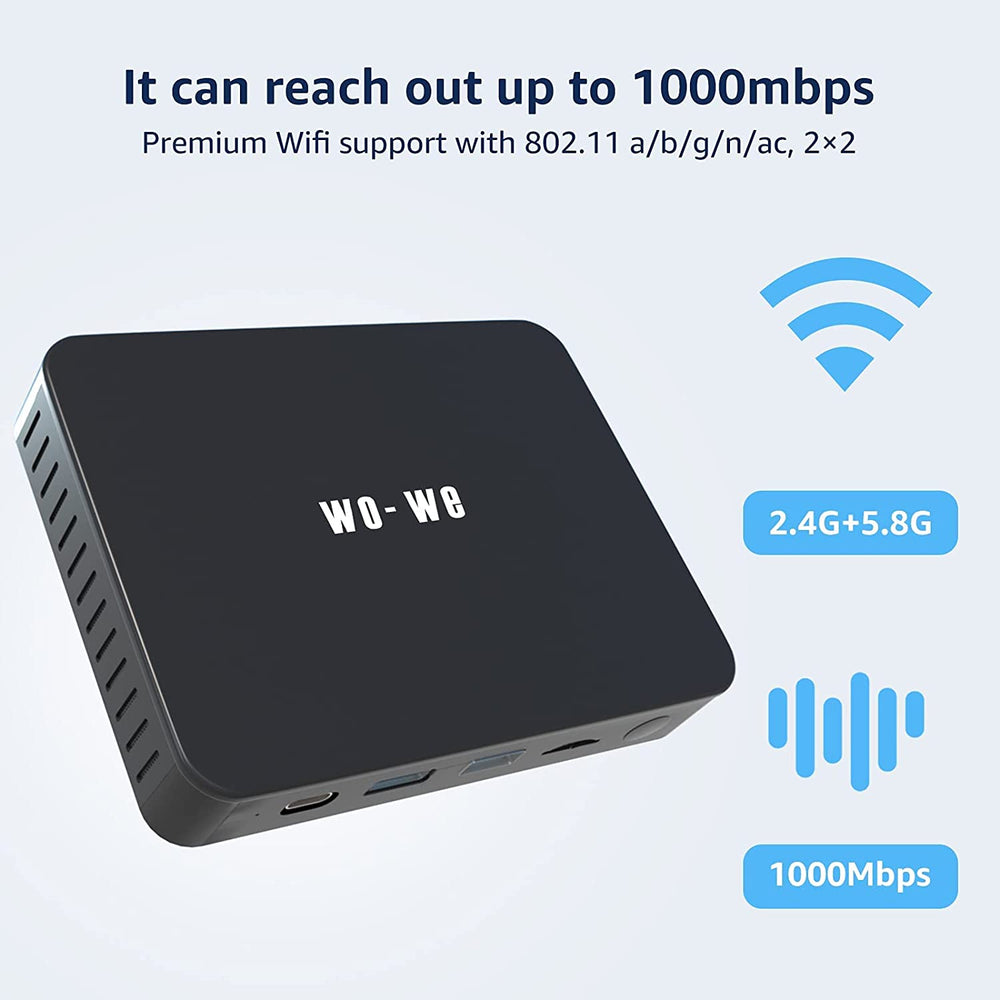 wo-we Mini PC with Intel Gemini Lake N4020 Processor, 4GB RAM, 128GB eMMC