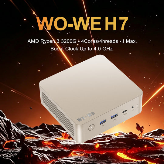 wo-we AM4 Upgradeable CPU H7 Mini PC AMD Ryzen 3 3200G, 8GB DDR4 256GB SSD ,2×2.5G LAN, WiFi 6E/BT 5.2