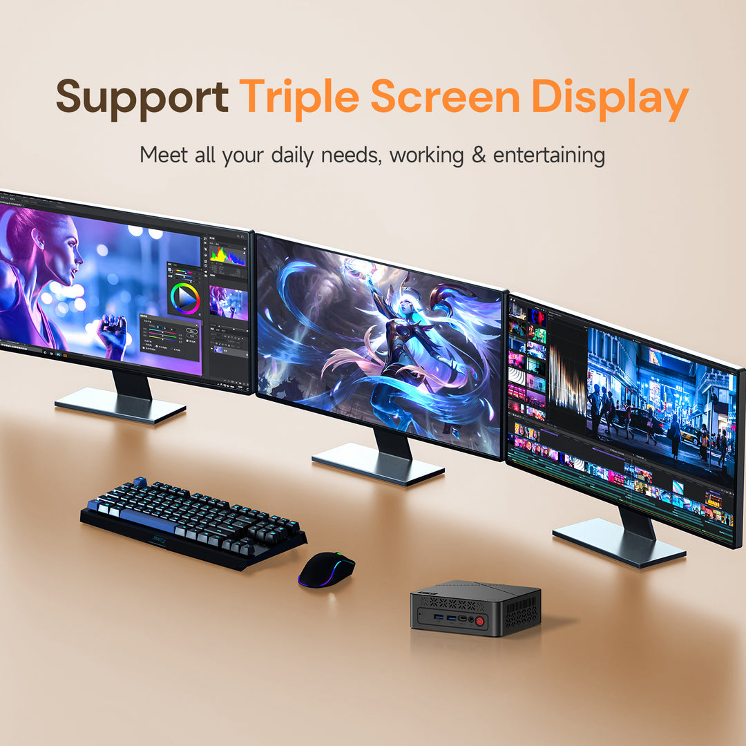 2026 wo-we P6 Lite Mini PC AMD Ryzen 5 3500U 8GB DDR4 RAM 256GB NVME SSD, mini gaming pc with USB-C, Triple 4k Display Micro PC, Support 2.5''SSD, WIFI5, BT