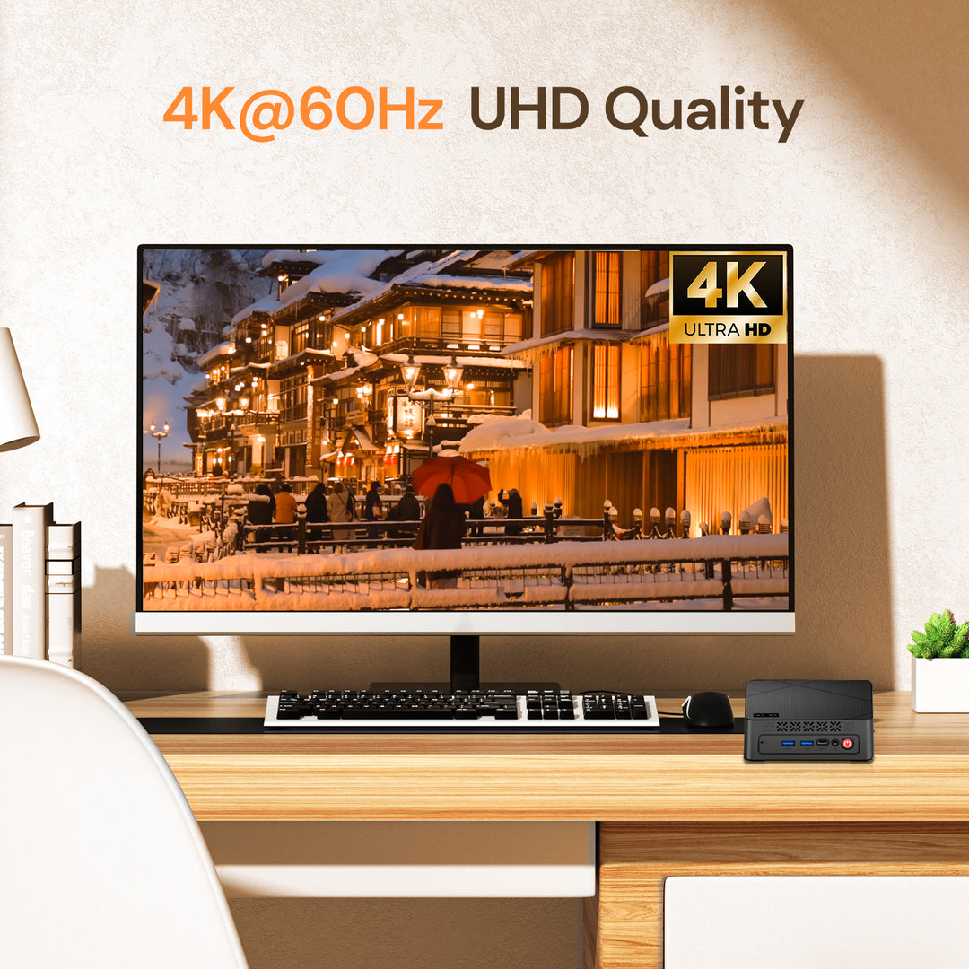 2026 wo-we P6 Lite Mini PC AMD Ryzen 5 3500U 8GB DDR4 RAM 256GB NVME SSD, mini gaming pc with USB-C, Triple 4k Display Micro PC, Support 2.5''SSD, WIFI5, BT