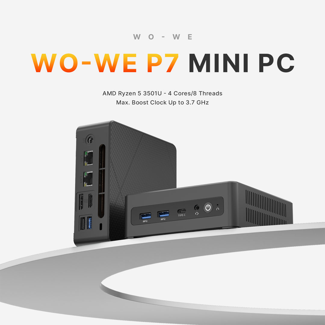 wo-we P7 Mini PC AMD Ryzen 5 3501U 8GB DDR4 Upgradeable RAM, 256GB SSD
