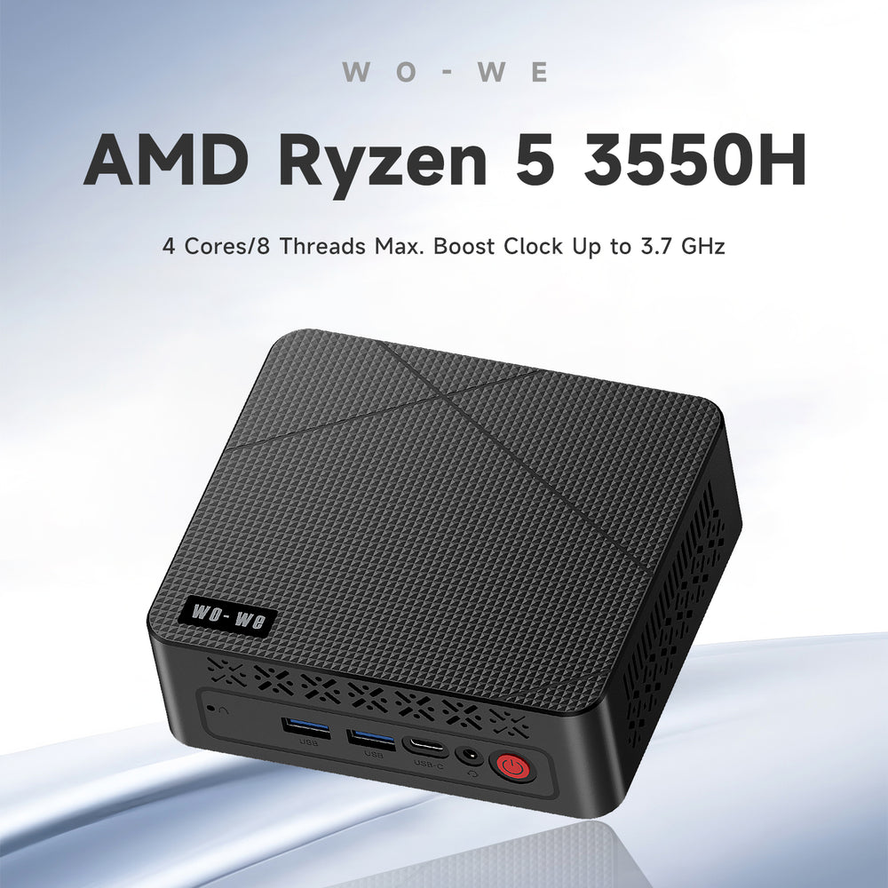wo-we P6 Mini PC AMD Ryzen 5 3550H (Max 3.7GHz) Mini Computers, 16GB DDR4 RAM 512GB NVME SSD Gaming PC,Triple Display Dual HDMI Port&USB-C, WiFi 5/Bluetooth 5.0