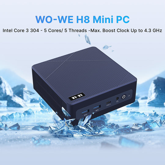 wo-we Ai Mini PC Intel core 3 304 8GB LPDDR5 256GB SSD Dual NIC LAN