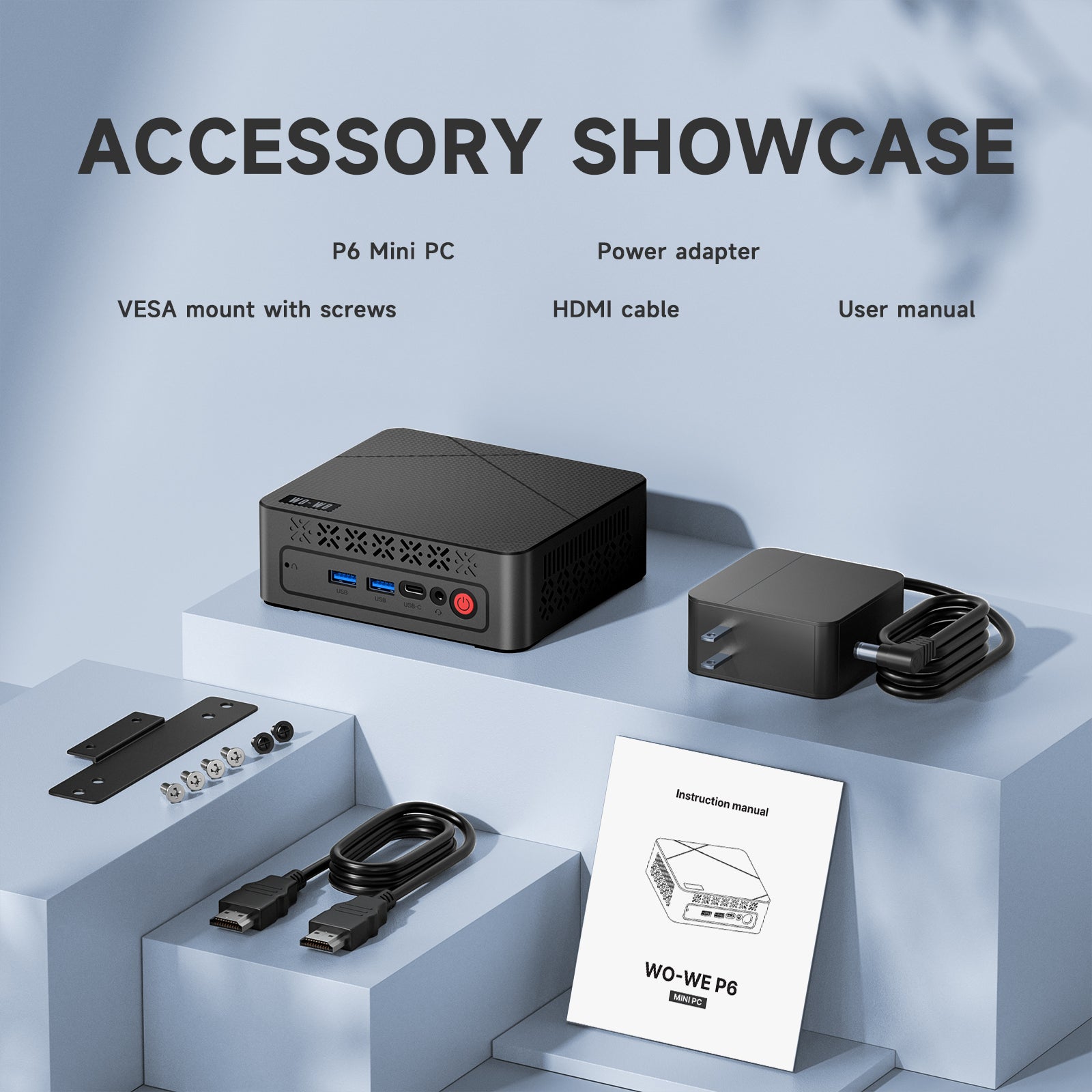 wo-we P6 Mini PC AMD Ryzen 5 3550H (Max 3.7GHz) Mini Computers, 16GB D