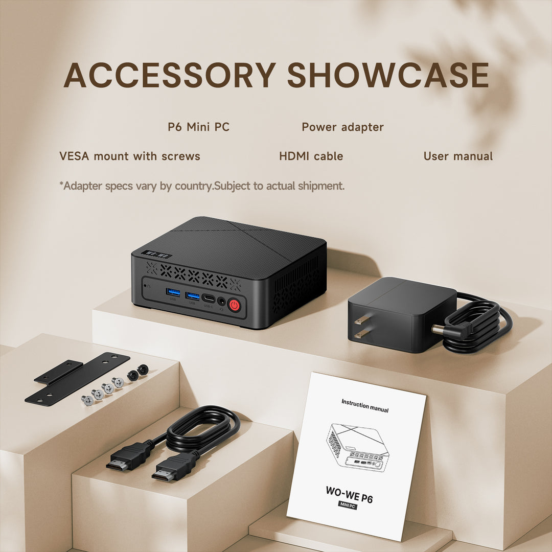 2026 wo-we P6 Lite Mini PC AMD Ryzen 5 3500U 8GB DDR4 RAM 256GB NVME SSD, mini gaming pc with USB-C, Triple 4k Display Micro PC, Support 2.5''SSD, WIFI5, BT