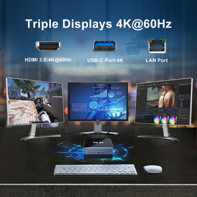 Wo-We Mini PC with AMD Ryzen™ 5 5600U Processor ,6 Cores 12 Threads, 16G RAM, 512G SSD